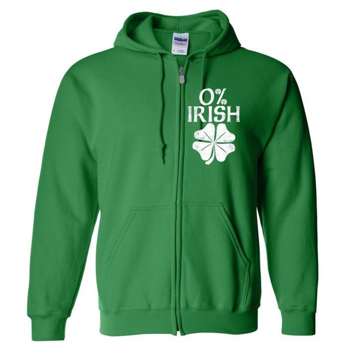 0% Irish Shamrock Happy Go Lucky Charm St Patricks Day Green Full Zip Hoodie