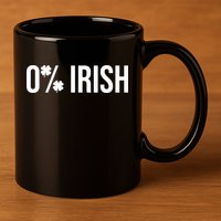 0% Irish Zero Percent Funny St Patricks Day 11oz C Handle Ceramic Mug