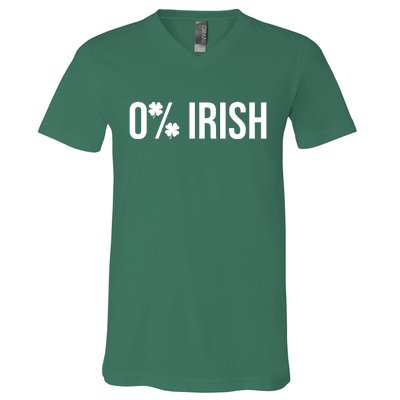 0% Irish Zero Percent Funny St Patricks Day V-Neck T-Shirt