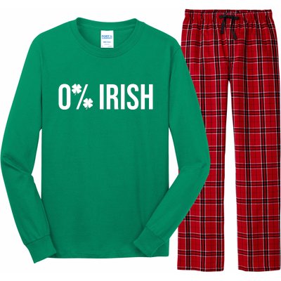 0% Irish Zero Percent Funny St Patricks Day Long Sleeve Pajama Set