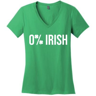 0% Irish Zero Percent Funny St Patricks Day Women's V-Neck T-Shirt