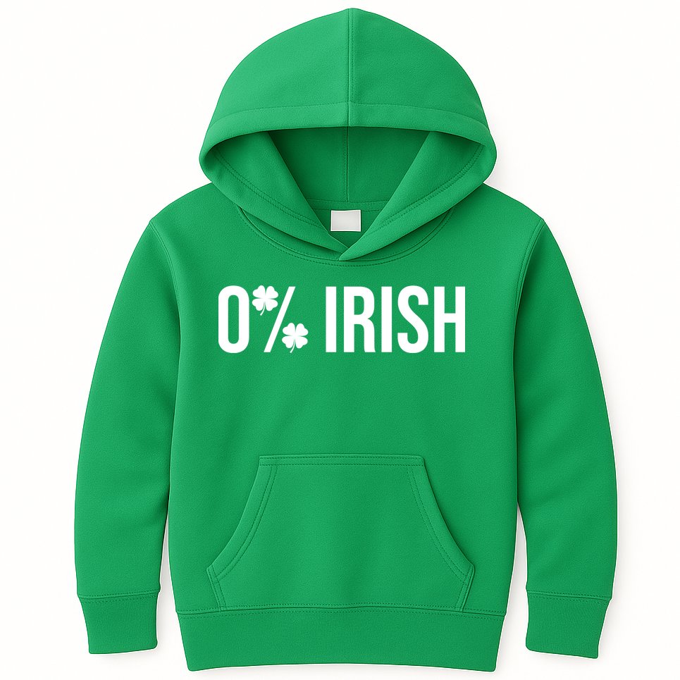 0% Irish Zero Percent Funny St Patricks Day Kids Hoodie