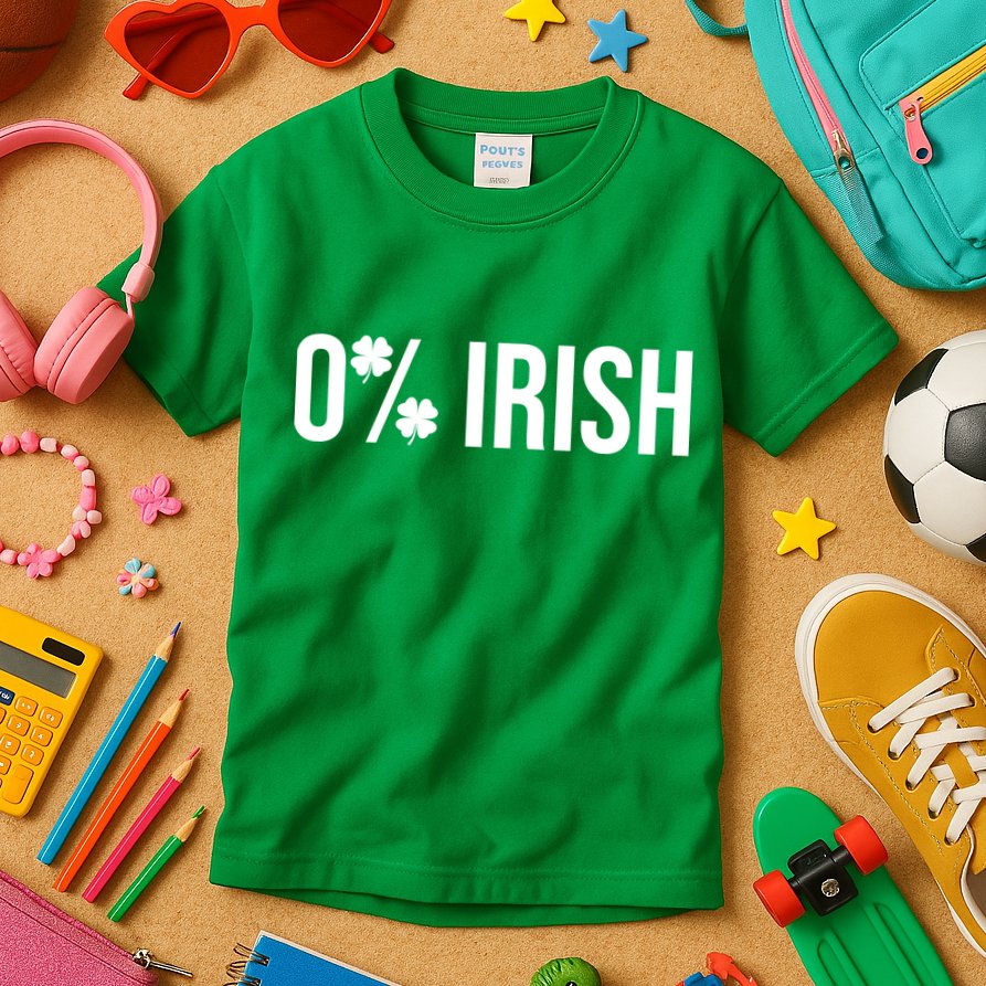 0% Irish Zero Percent Funny St Patricks Day Kids T-Shirt