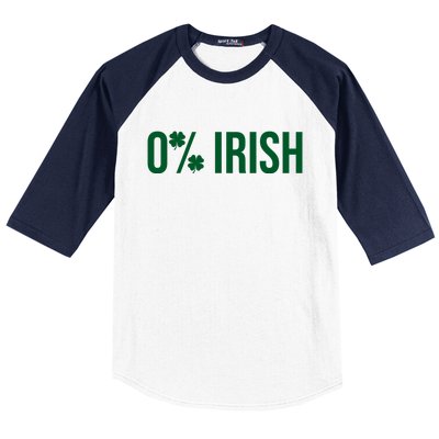 0% Irish Zero Percent Funny St Patricks Day Baseball Sleeve Shirt