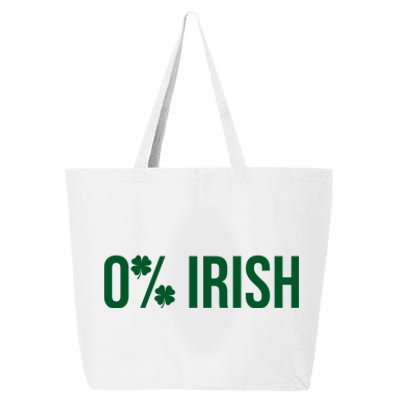 0% Irish Zero Percent Funny St Patricks Day 25L Jumbo Tote