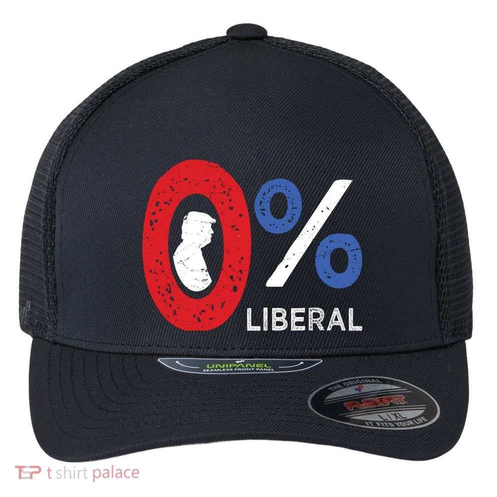 0% Liberal Vote President Trump Republican Us Flag Patriotic Cool Gift Flexfit Unipanel Trucker Cap