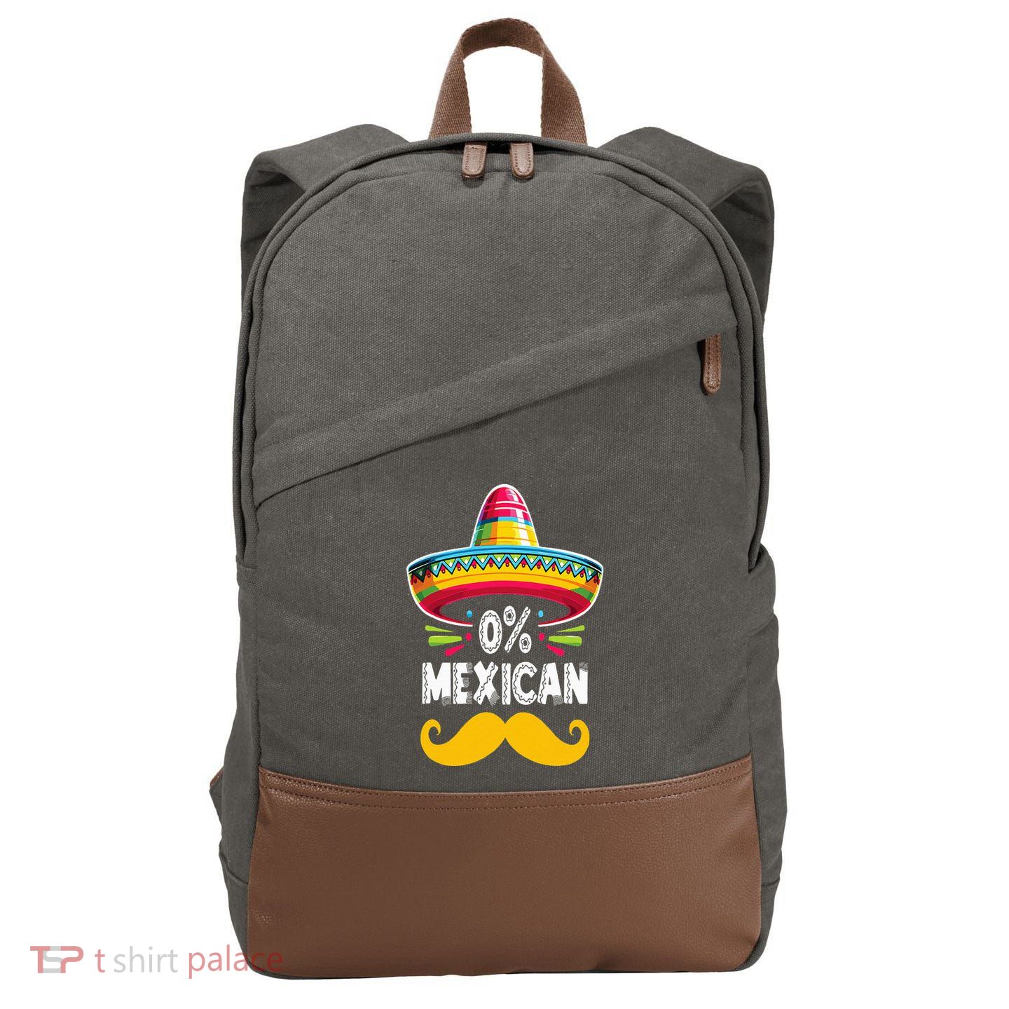 0 Mexican Cinco De Mayo Fiesta Sombrero And Mustache Funny Cotton Canvas Backpack