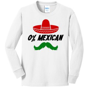 0% Mexican Fiesta Party Cinco De Mayo Funny Kids Long Sleeve Shirt