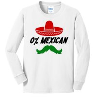 0% Mexican Fiesta Party Cinco De Mayo Funny Kids Long Sleeve Shirt