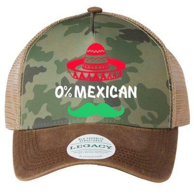 0% Mexican With Sombrero And Mustache For Cinco De Mayo Legacy Tie Dye Trucker Hat