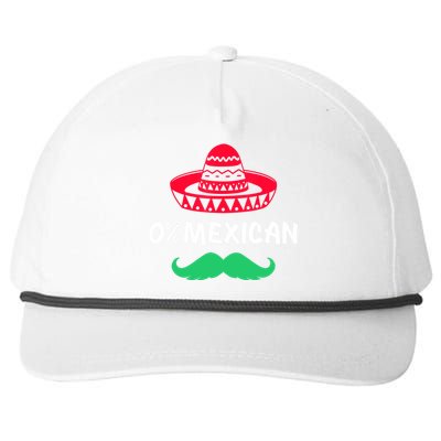 0% Mexican With Sombrero And Mustache For Cinco De Mayo Snapback Five-Panel Rope Hat