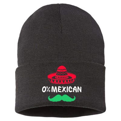 0% Mexican With Sombrero And Mustache For Cinco De Mayo Sustainable Knit Beanie