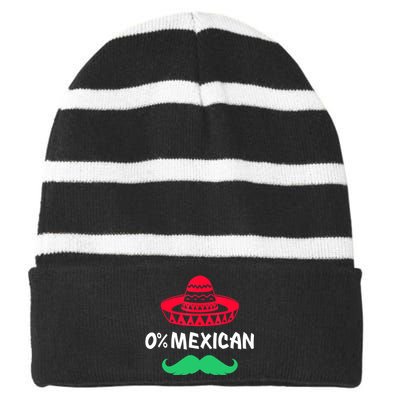 0% Mexican With Sombrero And Mustache For Cinco De Mayo Striped Beanie with Solid Band