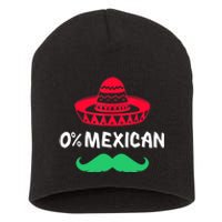 0% Mexican With Sombrero And Mustache For Cinco De Mayo Short Acrylic Beanie