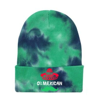 0% Mexican With Sombrero And Mustache For Cinco De Mayo Tie Dye 12in Knit Beanie