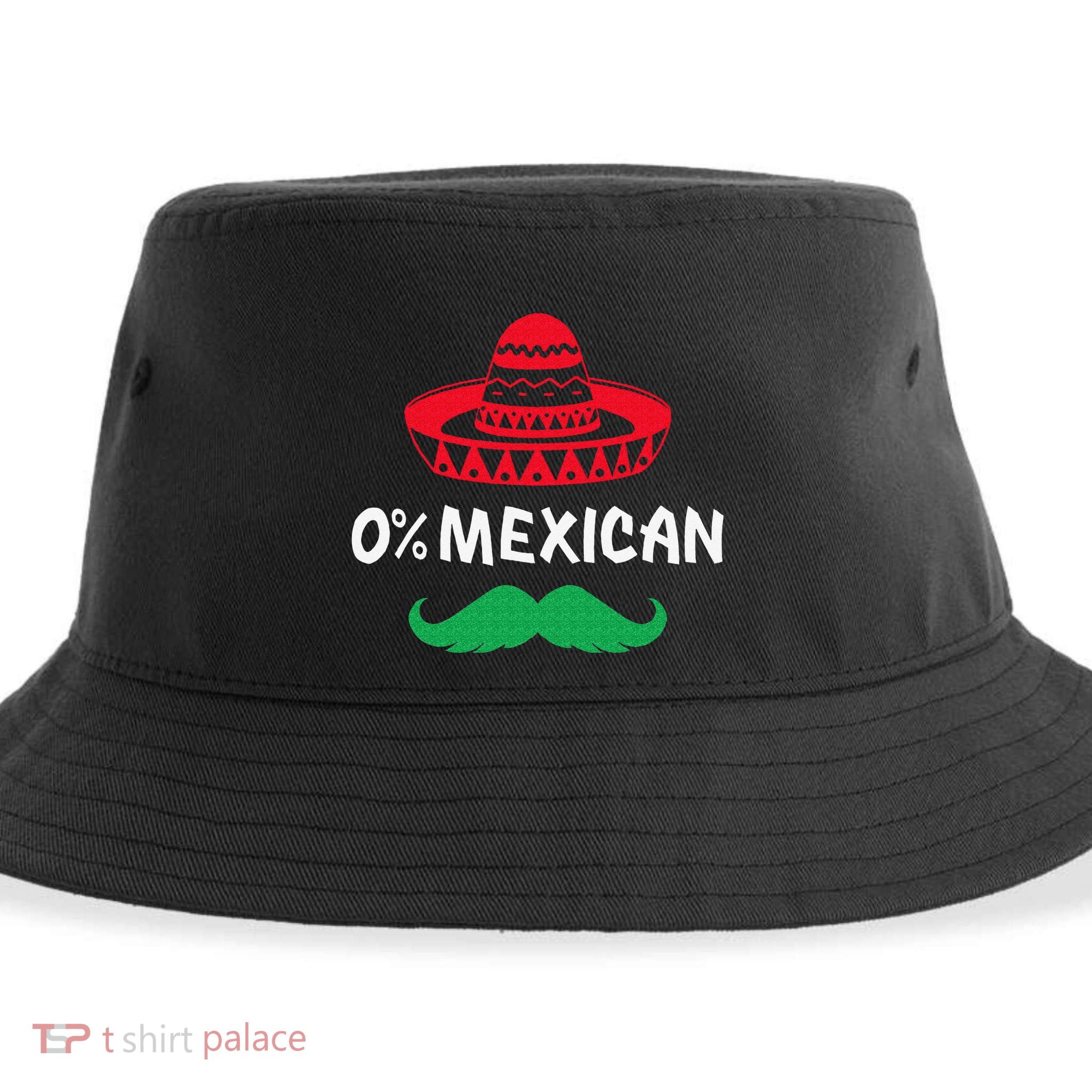 0 Mexican with sombrero and mustache for Cinco de Mayo Sustainable Bucket Hat