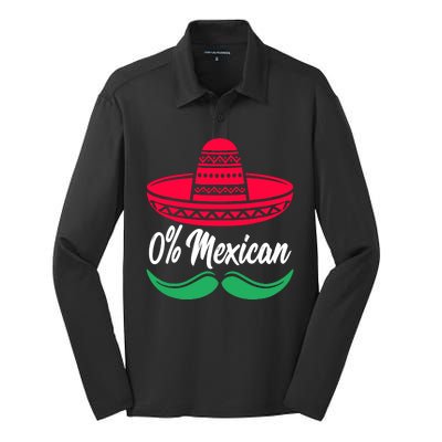 0 Percent Mexican Funny Silk Touch Performance Long Sleeve Polo