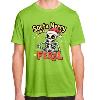 03 Sorta Merry Sorta Scary Funny Christmas Skeleton Adult ChromaSoft Performance T-Shirt