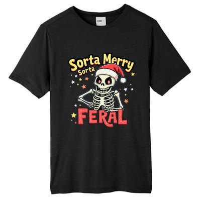 03 Sorta Merry Sorta Scary Funny Christmas Skeleton Tall Fusion ChromaSoft Performance T-Shirt