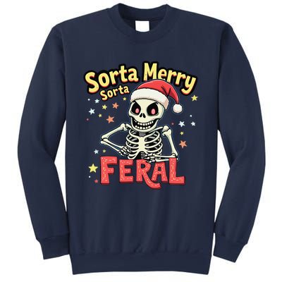 03 Sorta Merry Sorta Scary Funny Christmas Skeleton Sweatshirt