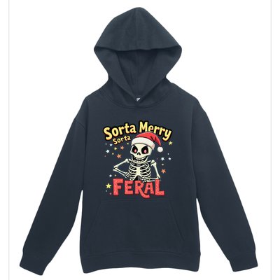 03 Sorta Merry Sorta Scary Funny Christmas Skeleton Urban Pullover Hoodie