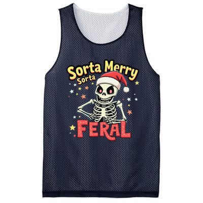 03 Sorta Merry Sorta Scary Funny Christmas Skeleton Mesh Reversible Basketball Jersey Tank