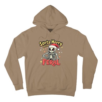 03 Sorta Merry Sorta Scary Funny Christmas Skeleton Hoodie