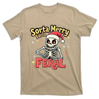 03 Sorta Merry Sorta Scary Funny Christmas Skeleton T-Shirt