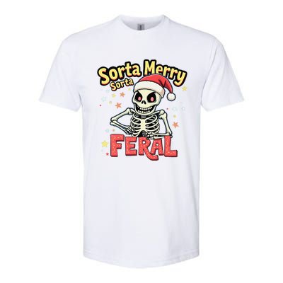 03 Sorta Merry Sorta Scary Funny Christmas Skeleton Softstyle CVC T-Shirt