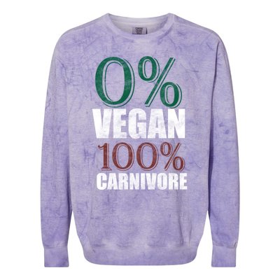 0% Vegan Great Gift Meat Eater Carnivore Bbq Smoker Grillfather Great Gift Colorblast Crewneck Sweatshirt