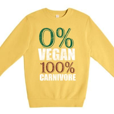 0% Vegan Great Gift Meat Eater Carnivore Bbq Smoker Grillfather Great Gift Premium Crewneck Sweatshirt