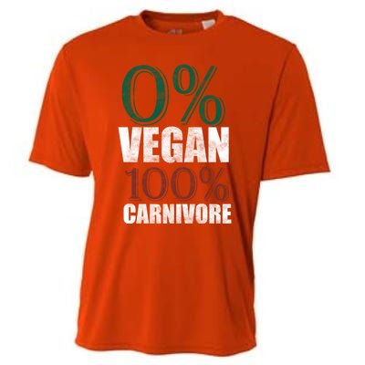 0% Vegan Great Gift Meat Eater Carnivore Bbq Smoker Grillfather Great Gift Cooling Performance Crew T-Shirt