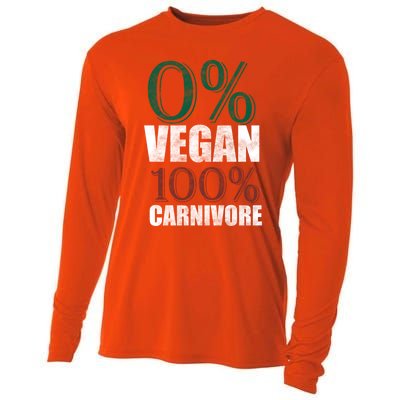 0% Vegan Great Gift Meat Eater Carnivore Bbq Smoker Grillfather Great Gift Cooling Performance Long Sleeve Crew