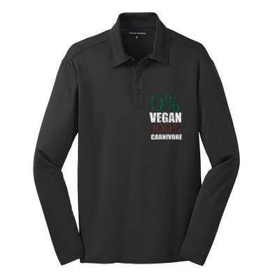 0% Vegan Great Gift Meat Eater Carnivore Bbq Smoker Grillfather Great Gift Silk Touch Performance Long Sleeve Polo