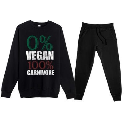 0% Vegan Great Gift Meat Eater Carnivore Bbq Smoker Grillfather Great Gift Premium Crewneck Sweatsuit Set