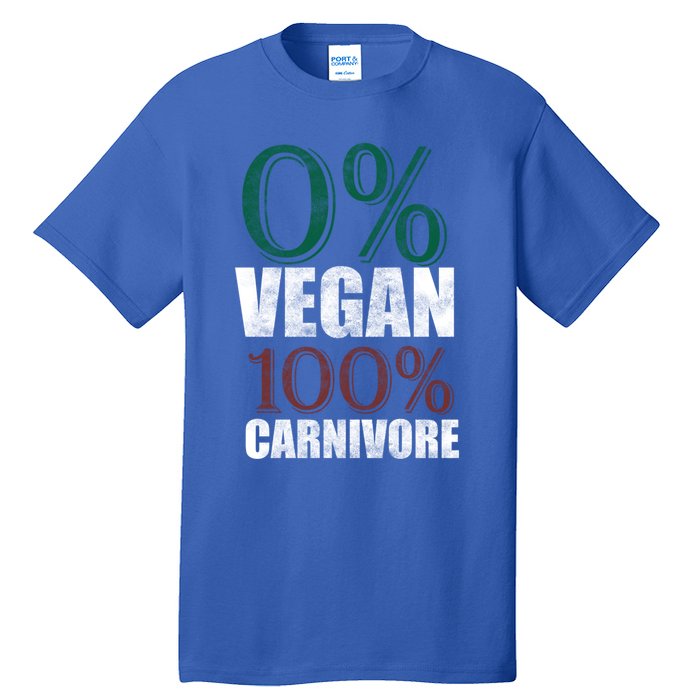 0% Vegan Great Gift Meat Eater Carnivore Bbq Smoker Grillfather Great Gift Tall T-Shirt