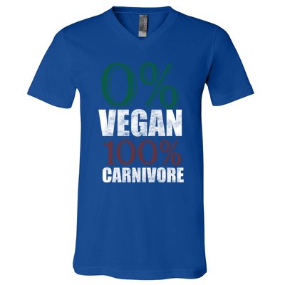 0% Vegan Great Gift Meat Eater Carnivore Bbq Smoker Grillfather Great Gift V-Neck T-Shirt