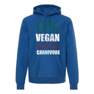 0% Vegan Great Gift Meat Eater Carnivore Bbq Smoker Grillfather Great Gift Premium Hoodie