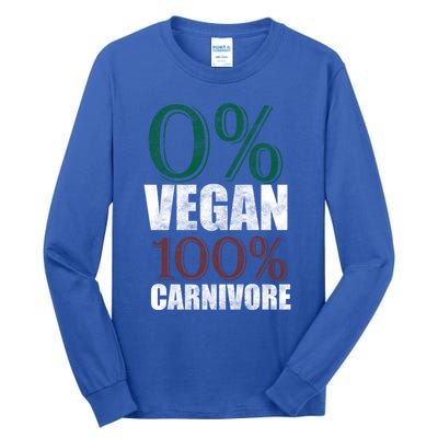 0% Vegan Great Gift Meat Eater Carnivore Bbq Smoker Grillfather Great Gift Tall Long Sleeve T-Shirt