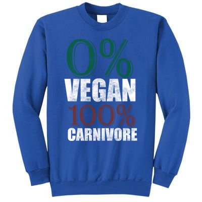 0% Vegan Great Gift Meat Eater Carnivore Bbq Smoker Grillfather Great Gift Tall Sweatshirt