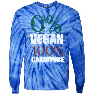 0% Vegan Great Gift Meat Eater Carnivore Bbq Smoker Grillfather Great Gift Tie-Dye Long Sleeve Shirt