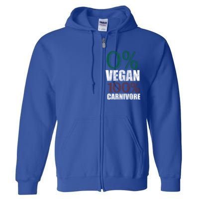 0% Vegan Great Gift Meat Eater Carnivore Bbq Smoker Grillfather Great Gift Full Zip Hoodie