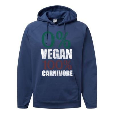 0% Vegan Great Gift Meat Eater Carnivore Bbq Smoker Grillfather Great Gift Performance Fleece Hoodie