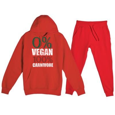 0% Vegan Great Gift Meat Eater Carnivore Bbq Smoker Grillfather Great Gift Premium Hooded Sweatsuit Set