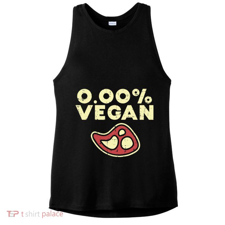 0 Zero Percent Vegan Funny Steak Bbq Grill Meat Lover Eater Ladies PosiCharge Tri-Blend Wicking Tank