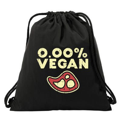 0 Zero Percent Vegan Funny Steak Bbq Grill Meat Lover Eater Drawstring Bag
