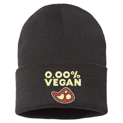 0 Zero Percent Vegan Funny Steak Bbq Grill Meat Lover Eater Sustainable Knit Beanie