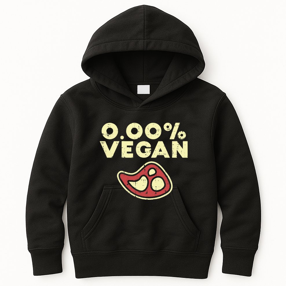 0 Zero Percent Vegan Funny Steak Bbq Grill Meat Lover Eater Kids Hoodie