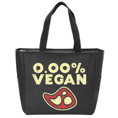 0 Zero Percent Vegan Funny Steak Bbq Grill Meat Lover Eater Zip Tote Bag
