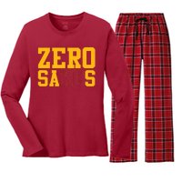 0 Zero Sacks Put It On A F**cking Women's Long Sleeve Flannel Pajama Set 